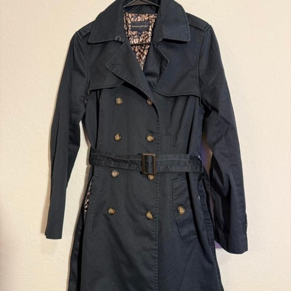 Banana Republic Black Trench Coat - Picture 2 of 4